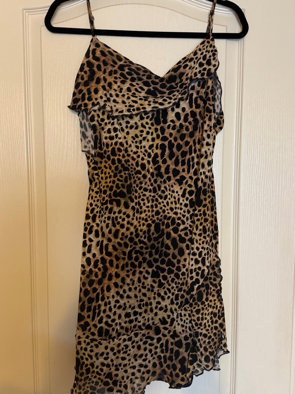 Topshop Leopard Print Slip Dress - Black & Brown